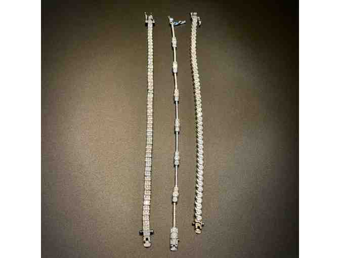 Set of 3 Sterling Silver Crystal Tennis Bracelets