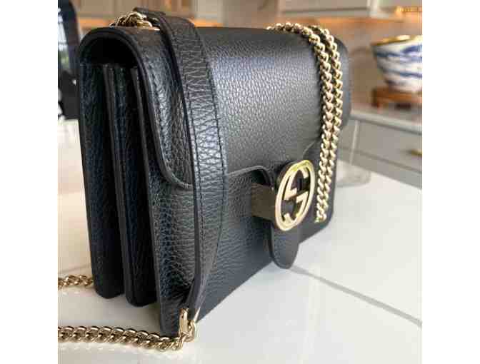 Black Gucci Interlocking GG Leather Shoulder Bag