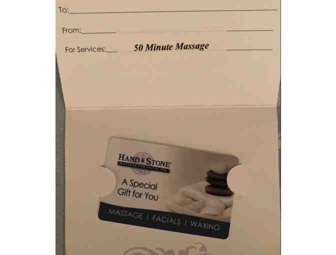 Gift Certificate for one free 50 minute massage at Hand and Stone