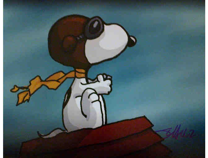 Autographed:  CHARLES SCHULZ Framed 11X14 Snoopy From The RED BARON Animation