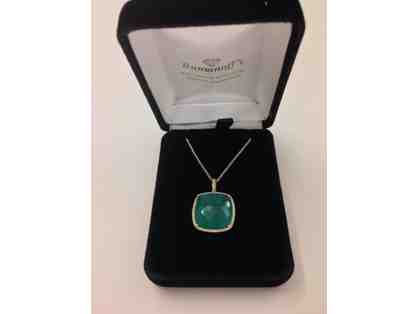 Lady's Yellow 14 Karat Green Agate & Diamond Pendant