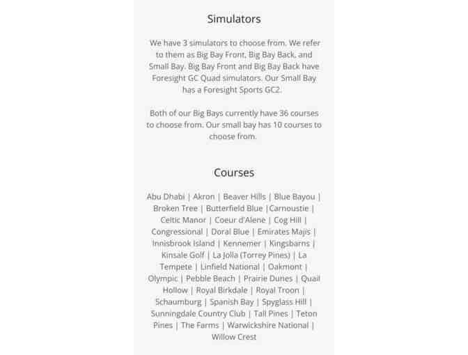 Indoor Golf Rounds (Package #1)