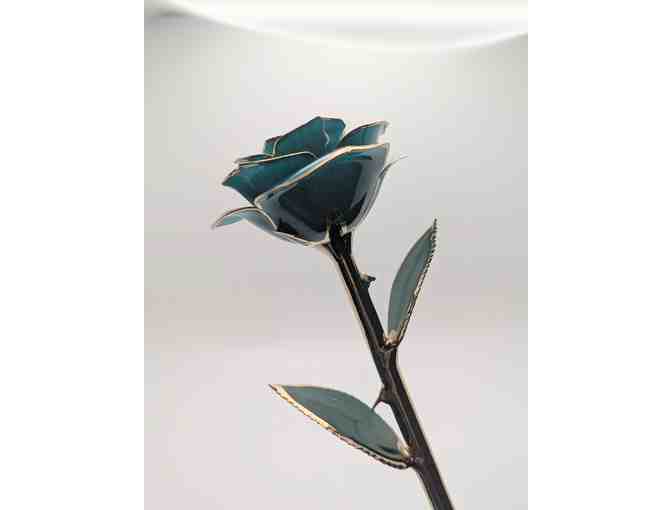 24 Karat and Lacquer Turquoise and Gold Rose