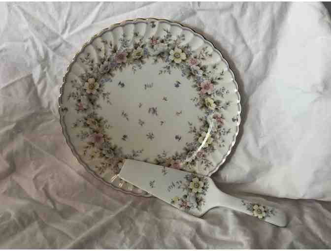 Porcelain Floral Cake Plate and Server - Photo 1