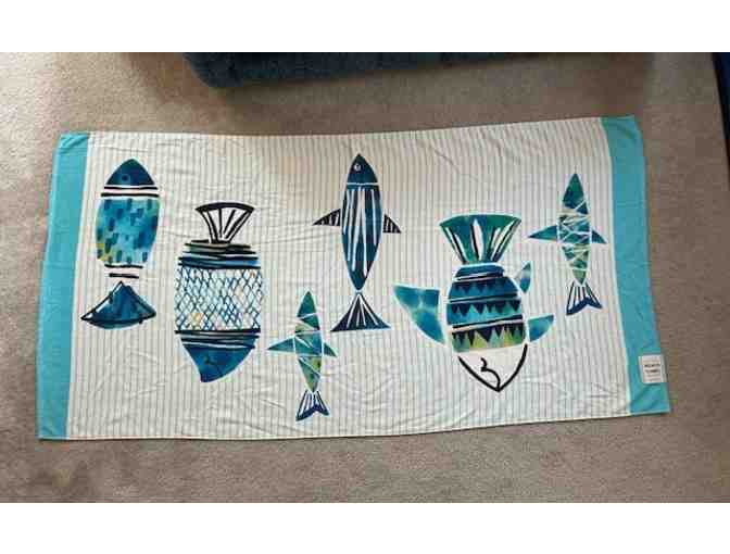 BEACH TOWEL: Luxury Oversized, Blue/White (72" x 36") - Photo 2