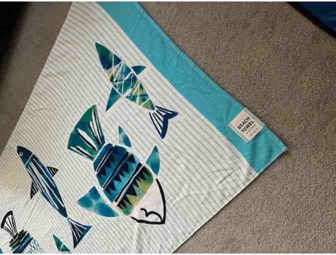 BEACH TOWEL: Luxury Oversized, Blue/White (72" x 36") - Photo 3