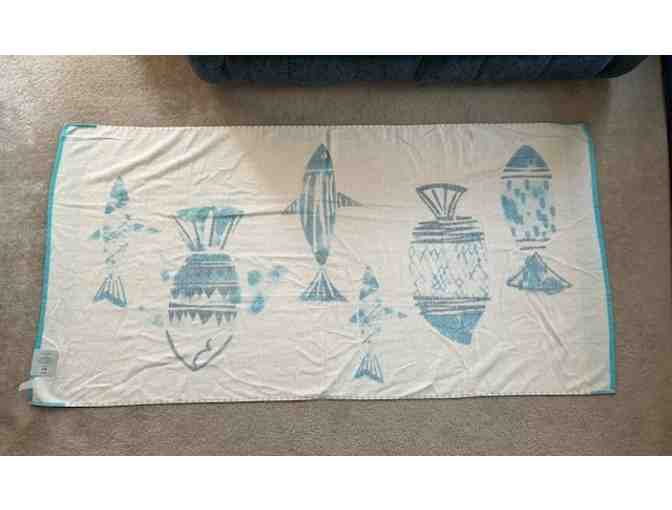 BEACH TOWEL: Luxury Oversized, Blue/White (72" x 36") - Photo 4