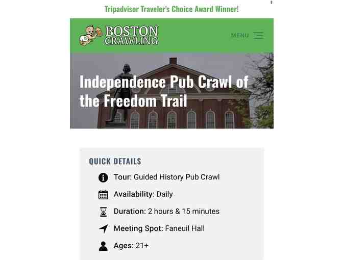 TICKETS: "PUB Crawl" BOSTON (2 Passes, Any date) (Free shipping) - Photo 2