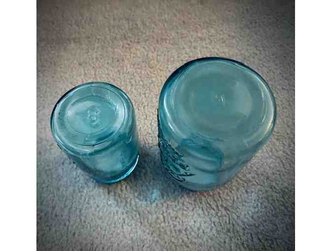 BALL JAR (1920's) - Large BLUE AQUA, Original Zinc Lids - Photo 4