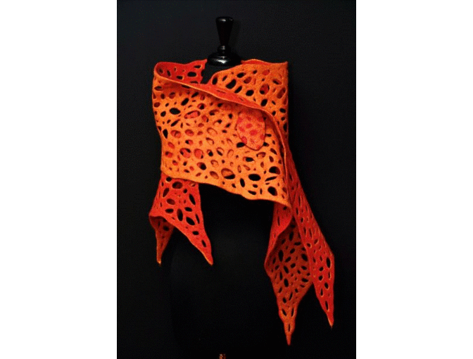 'Solaris'- Hand Felted Fine Italian Merino Wool Wrap by Janet Sikirica Fiber Arts