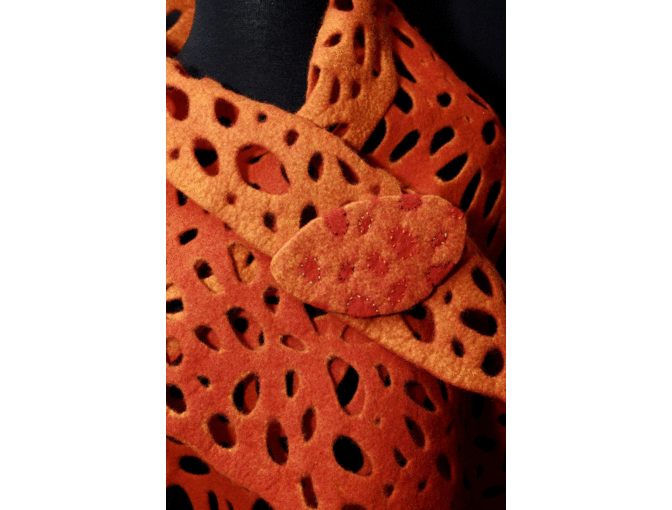 'Solaris'- Hand Felted Fine Italian Merino Wool Wrap by Janet Sikirica Fiber Arts