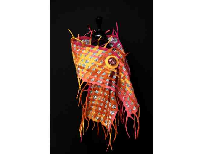 'Holiday' Luxe Metallic Silk & Merino Wool Scarf Designed by Janet Sikirica Fiber Arts