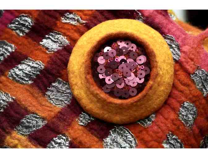 'Holiday' Luxe Metallic Silk & Merino Wool Scarf Designed by Janet Sikirica Fiber Arts