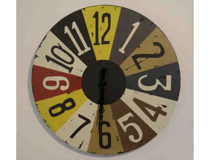 Painted Bullseye Metal Table & Wall Clock Set