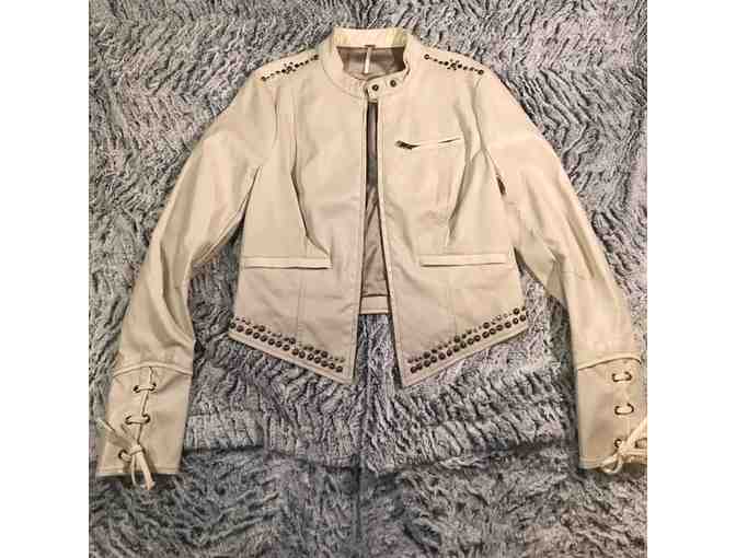 Ivory/Studded Leather Jacket