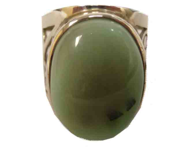 Light Green Jadeite & Silver Ring