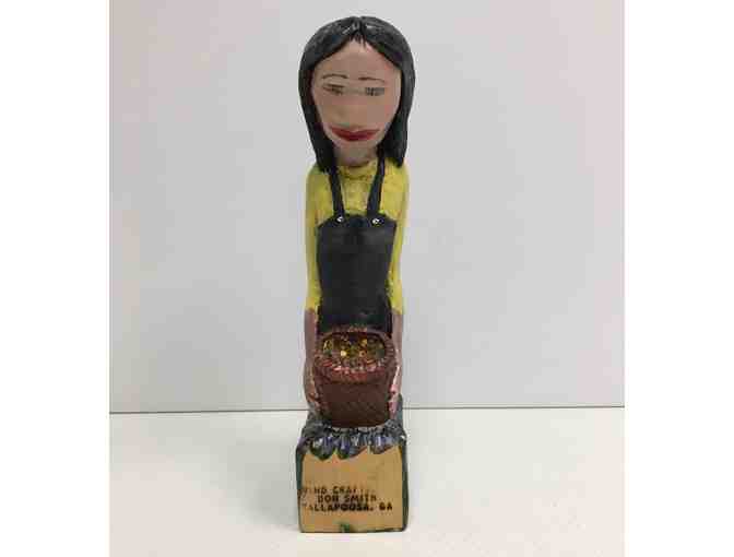 Hand Carved & Painted Girl with Basket