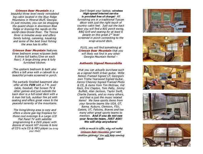 North Georgia Blue Ridge Mountain Log Cabin 5-Night Stay