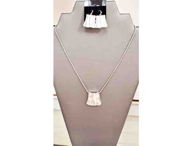 Hammered Silver Square Necklace/Earring Set - Photo 1