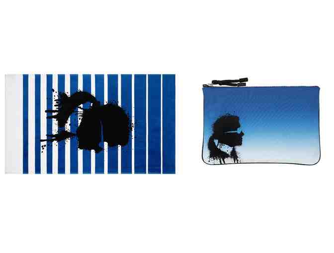 Limited edition Vilebrequin x Karl Lagerfeld beach towel and zip pouch