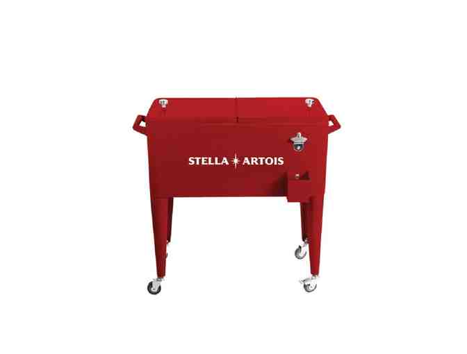 Stella Artois 80 Qt. Rolling Cooler and Cases of Stella Artois Family of Lagers