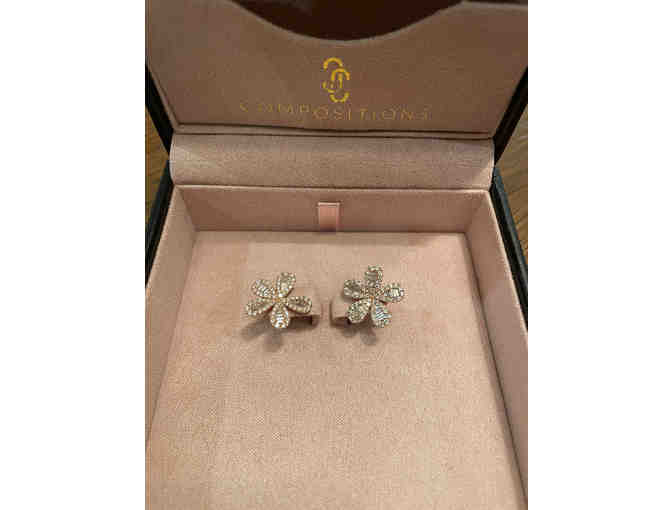 18K Rose Gold Compositions Deco Flora Earrings with Diamonds