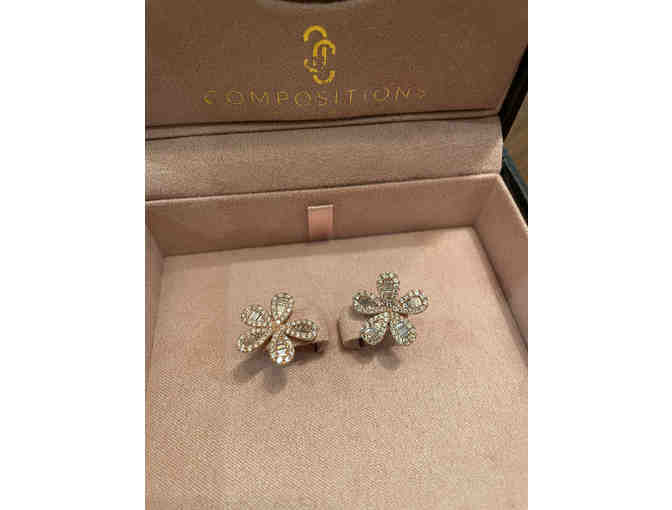 18K Rose Gold Compositions Deco Flora Earrings with Diamonds