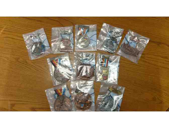 11 German Hiking Medals with Mounting Banner