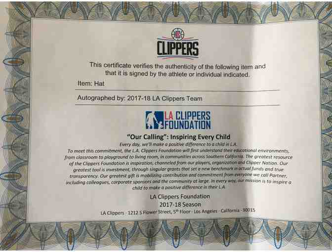 silent auction 2017-2018 LA Clippers Team Autographed Hat