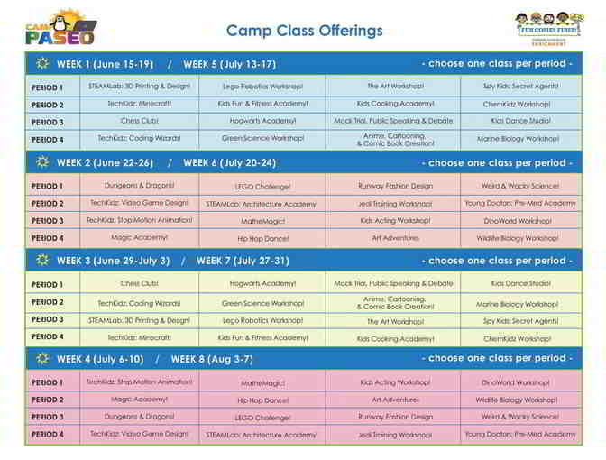 Camp P.A.S.E.O (Parker-Anderson Summer Enrichment Online)-1 full week