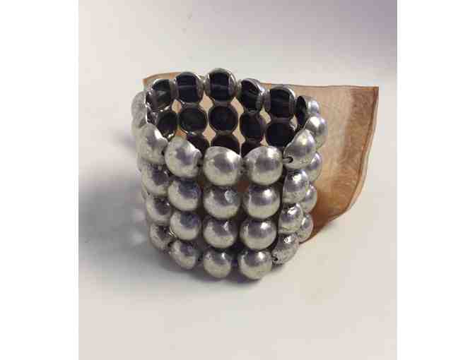 Handcrafted Metal Stretch Cuff Bracelet - Photo 1