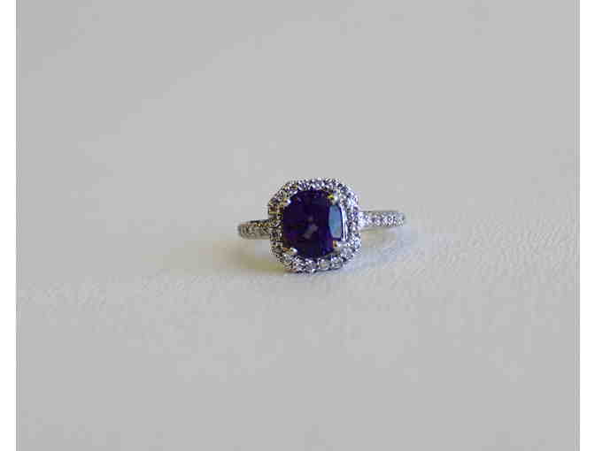 Burmese Royal Color Change Spinel 2.05 ct. with Diamonds, set in 8kt White Gold, Size 6.5