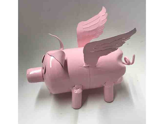 Flying Pig Sculpture - Metal Sculpture by Lim