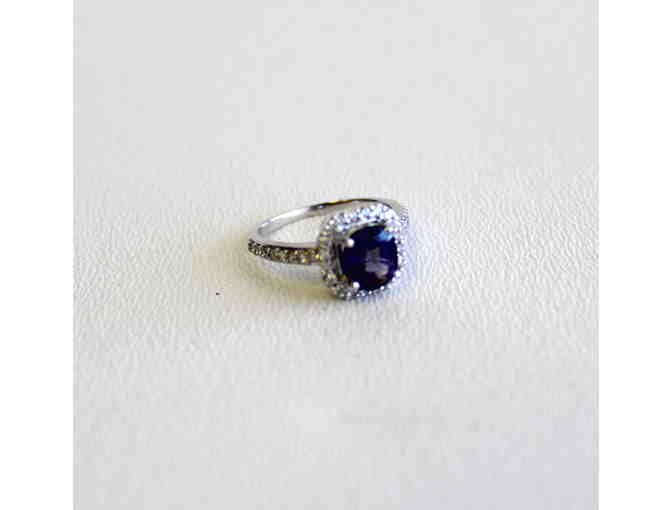 Burmese Royal Color Change Spinel 2.05 ct. with Diamonds, set in 8kt White Gold, Size 6.5