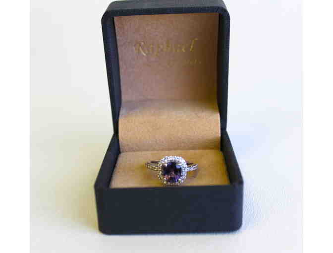 Burmese Royal Color Change Spinel 2.05 ct. with Diamonds, set in 8kt White Gold, Size 6.5