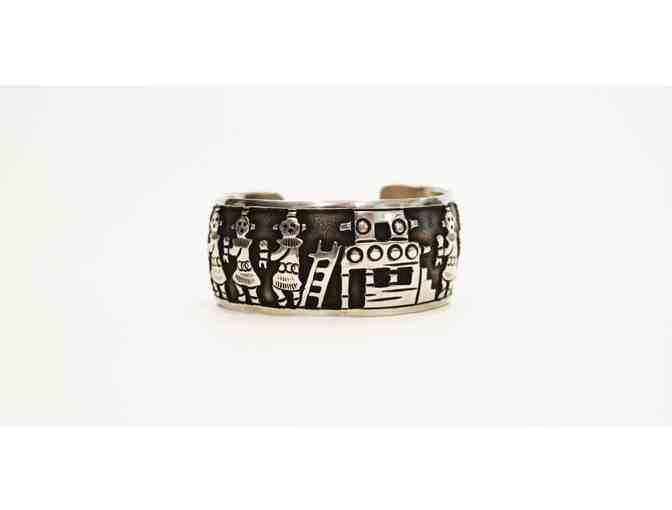 B&T Sterling Silver Cuff Bracelet with Kachina Design