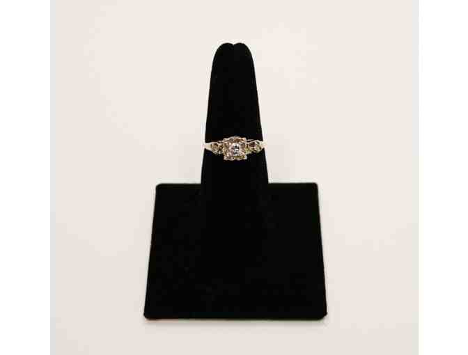 Silver Ring 14K with Center Stones - Size 8