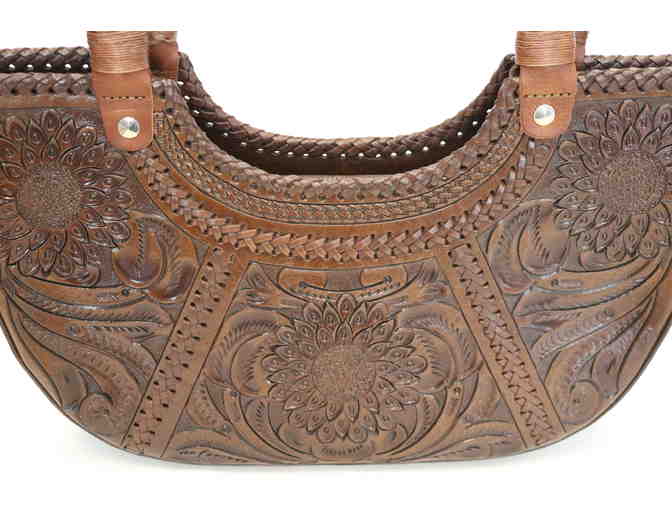 Handmade Tooled Leather Handbag - Made in Mexico