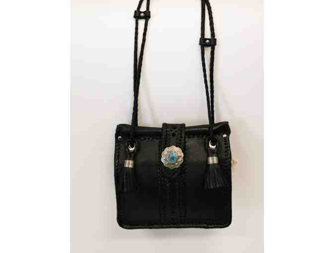 Black Handmade Handbag with Turquoise Concho