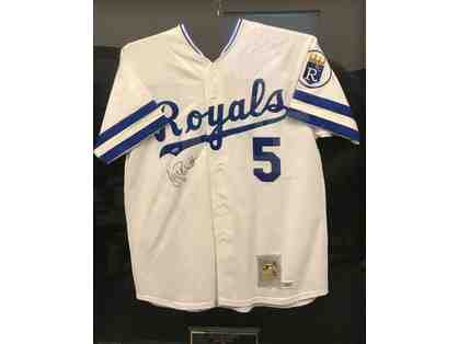 George Brett Autographed Hall of Fame 1999 Framed Jersey Kansas City Royals