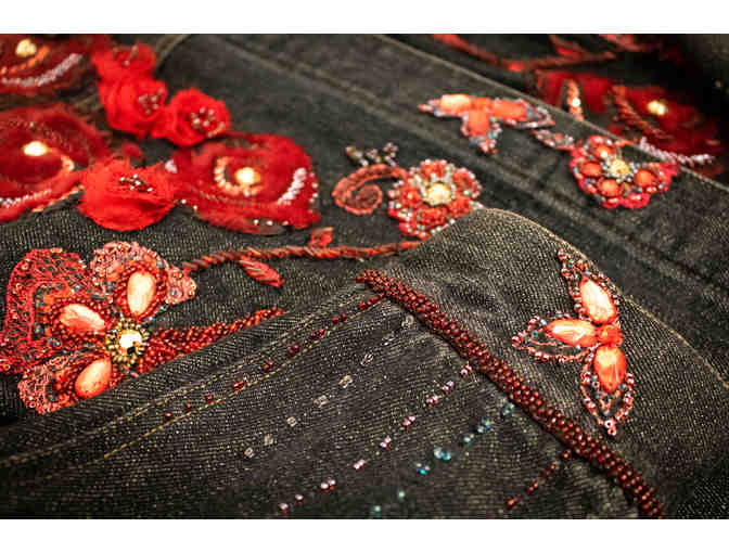 Flower Embellished Denim Jacket