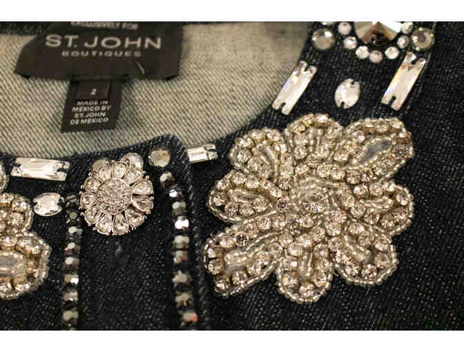 St John Denim Jacket with Rhinestone Details