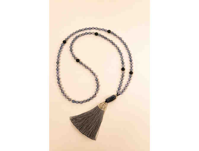 Topaz and Onyx Tassel Necklace