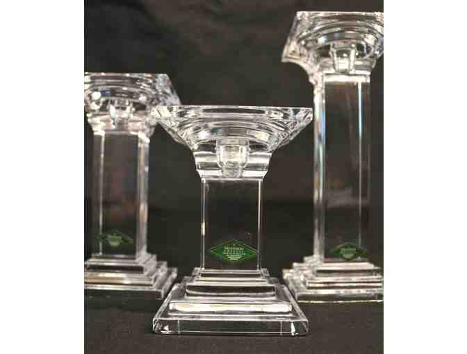 Set of Three Crystal Candle Holders