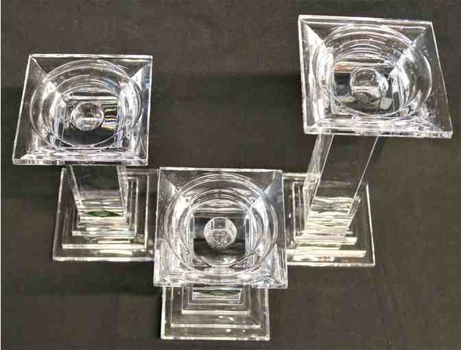Set of Three Crystal Candle Holders