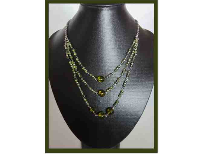Triple Strand Green Beaded Necklace