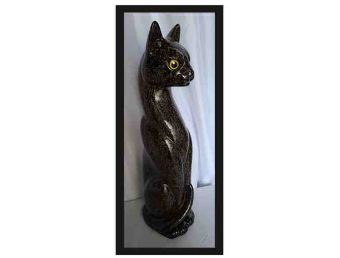 Black and Gold Speckled Cat Statue
