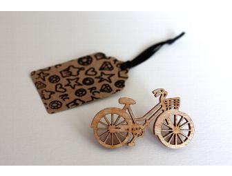 Wooden Bicycle Brooch
