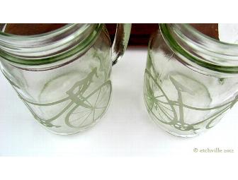 Bicycle mason jar mug with handle (Two)
