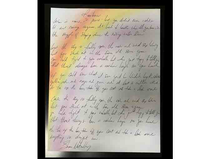 Handwritten and Signed 'Rainbow' Lyrics by Songwriter Shane McAnally